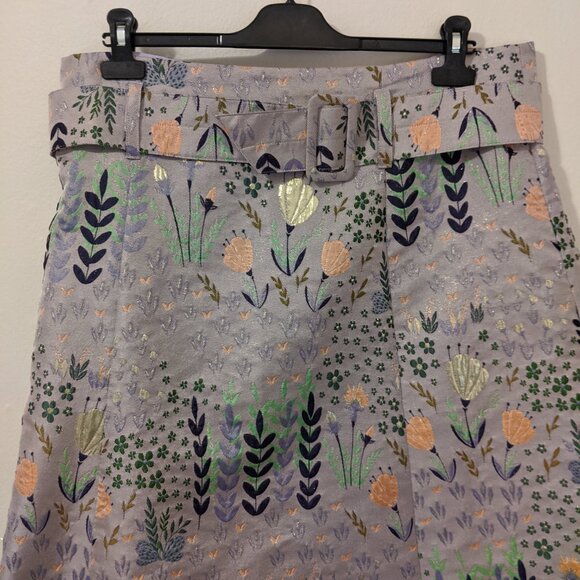 Beautiful brocade midi skirt with matching belt, wedding guest floral print - Picture 4 of 12